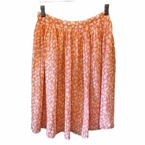 DownEast Orange Floral Spring Skirt Cottegecore Small